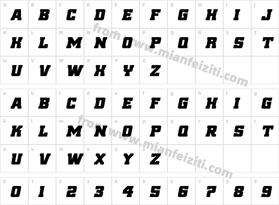 Red Delicious Expanded Italic字体映射图