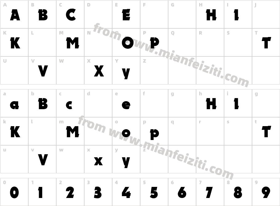 Electron Bold字体映射图
