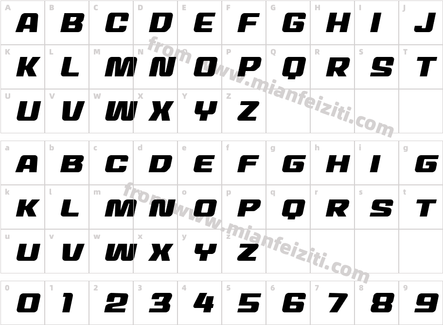 Mech Effects Two BB Italic字体映射图