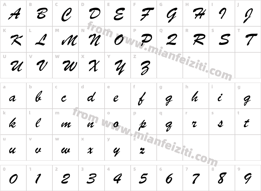 Parsek字体映射图