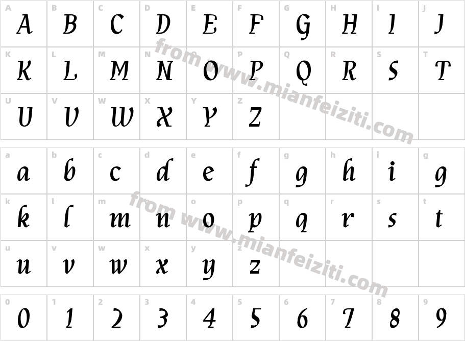 ZYLAA Don't forget字体映射图
