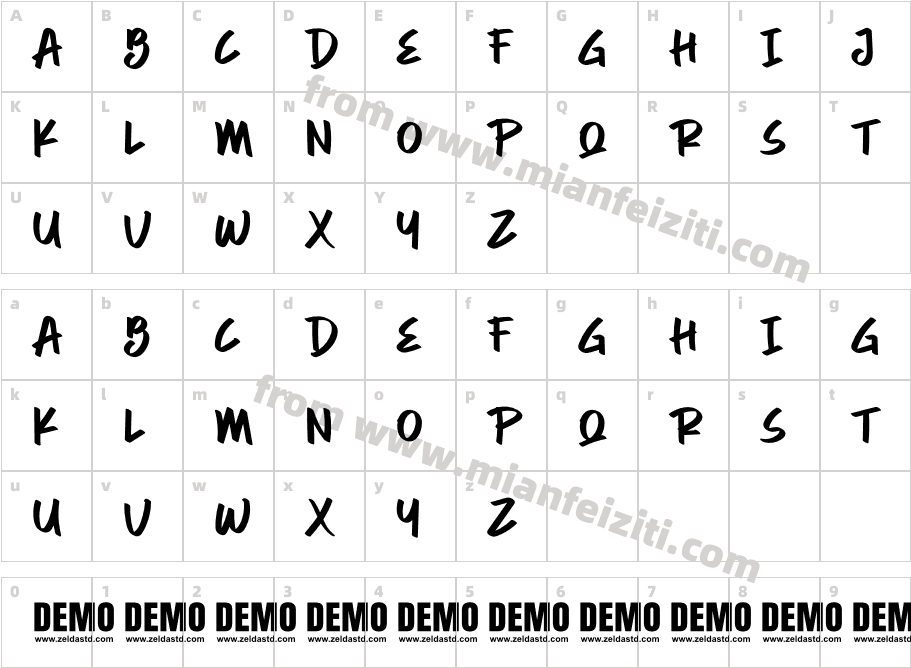 BERKAT DEMO FONT Display字体映射图