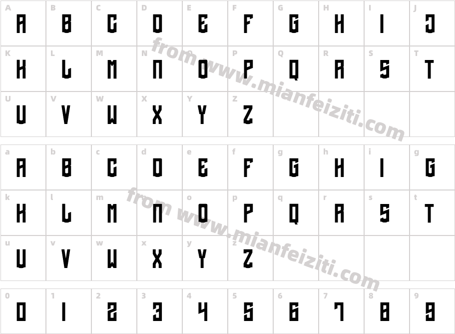 Brewox Regular字体映射图