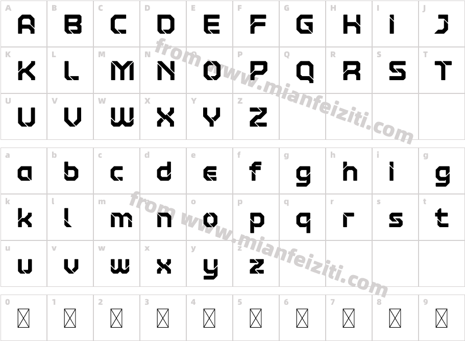 HackoneX02 Demo Regular字体映射图