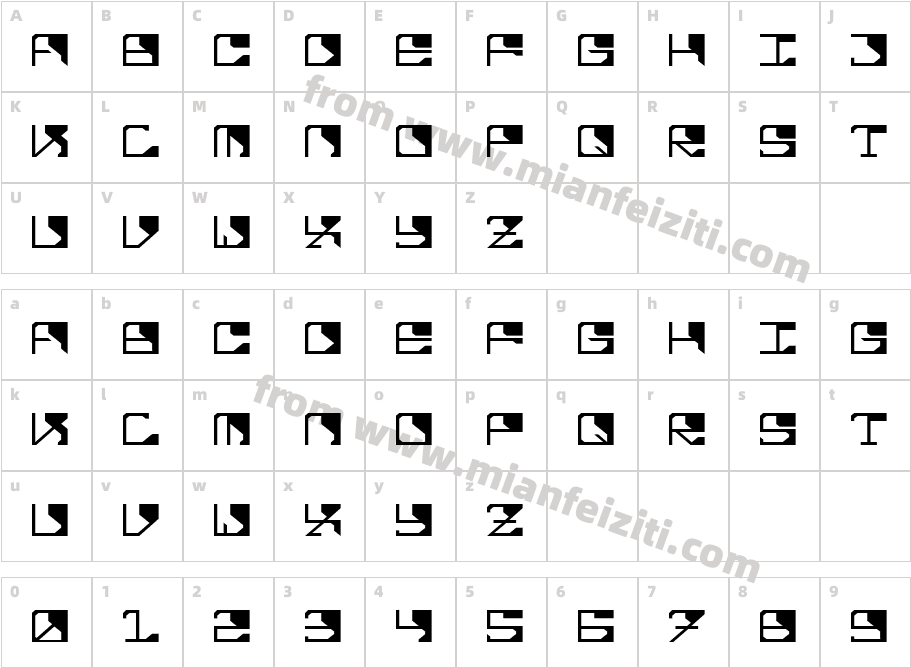 M290 Regular字体映射图