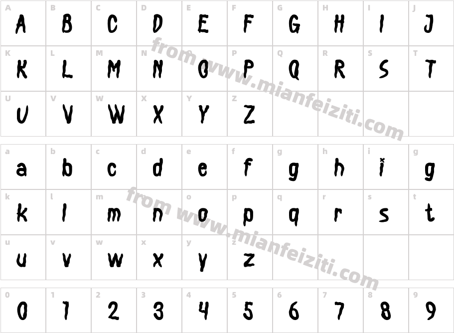 BASEMENTHORROR Regular字体映射图
