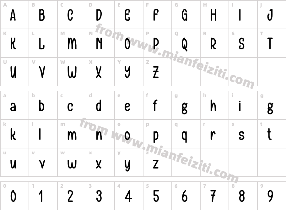 HAPPYMASS Regular字体映射图