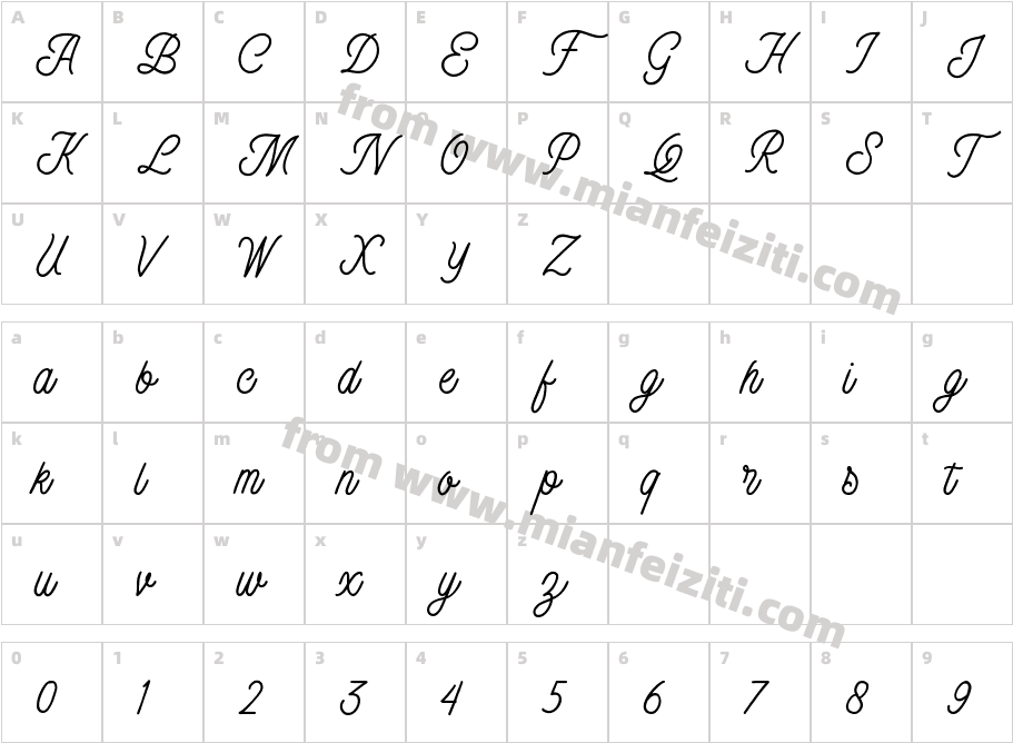 Badgear ScriptDEMO字体映射图