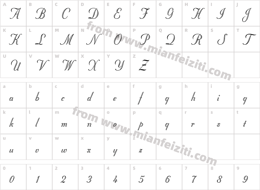 StuyvesantBT Regular字体映射图