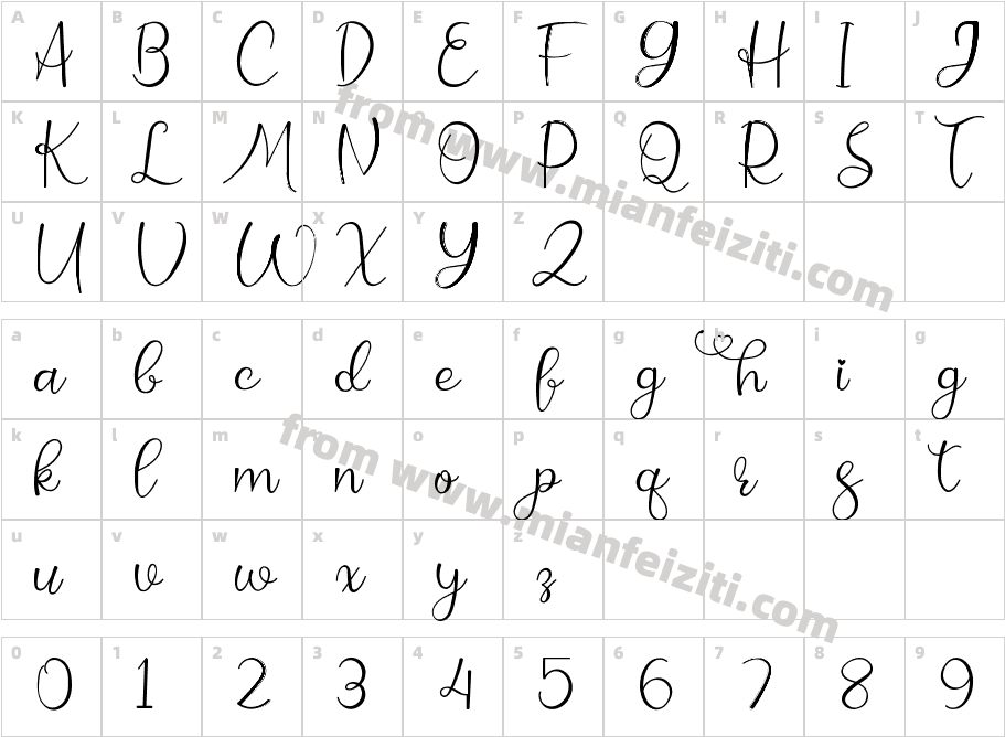 Lakeisha Regular字体映射图