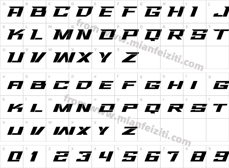 Trinos Stencil字体映射图
