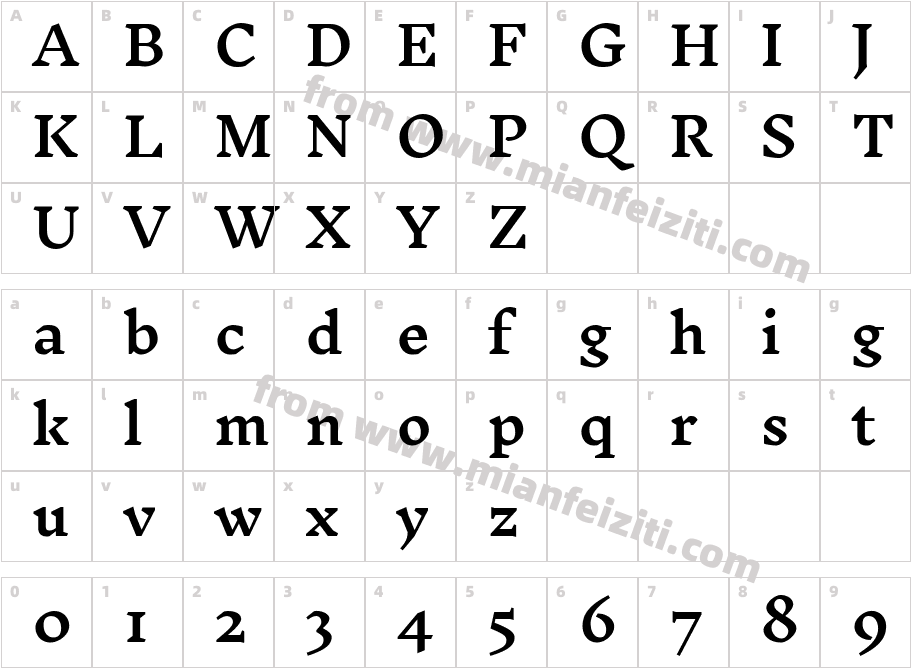 Inknut Antiqua Semibold字体映射图