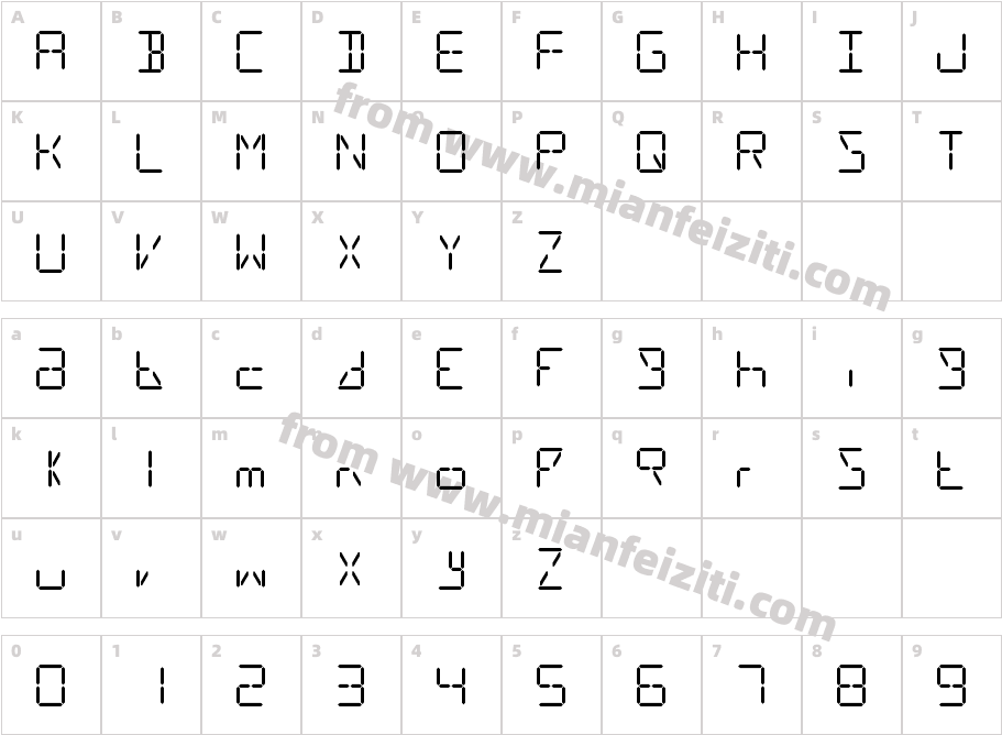 Date Stamp Alt字体映射图