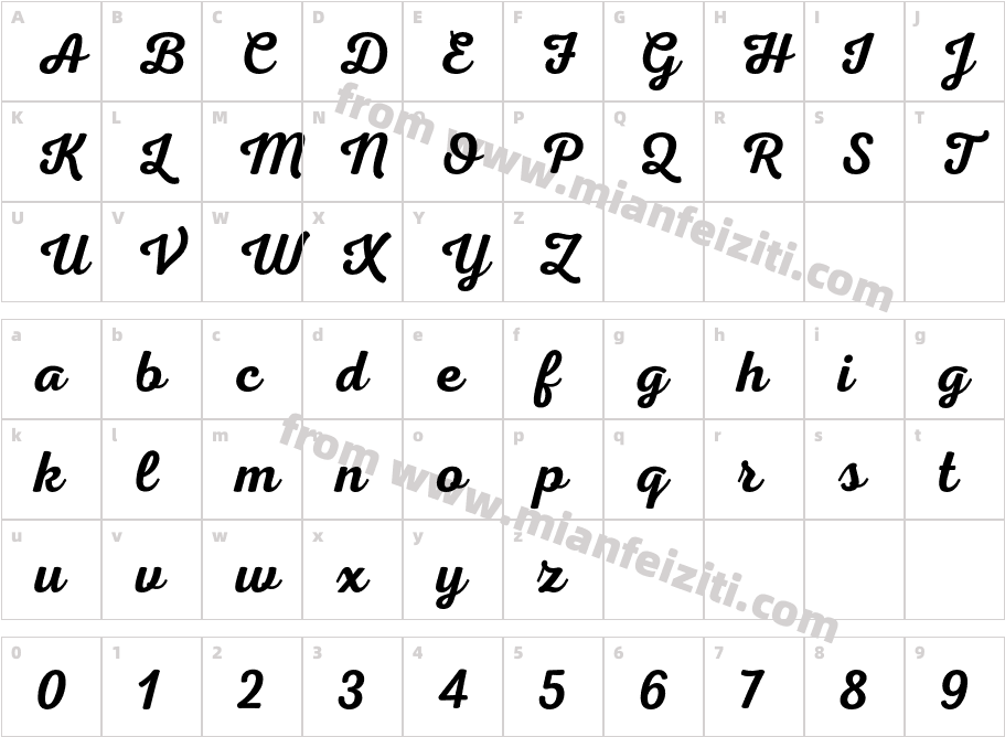 Nexa Script Trial Semibold字体映射图