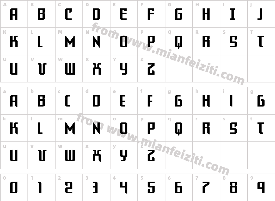 Warriatron Straight字体映射图