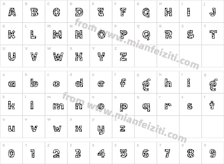 Bark Type Dalmation字体映射图