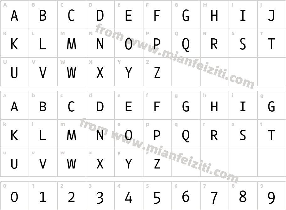 Conta Mono SC Regular字体映射图