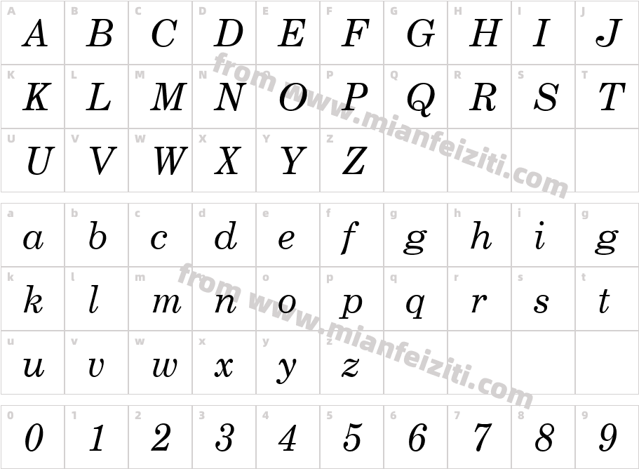 Century Schoolbook Italic T.字体映射图