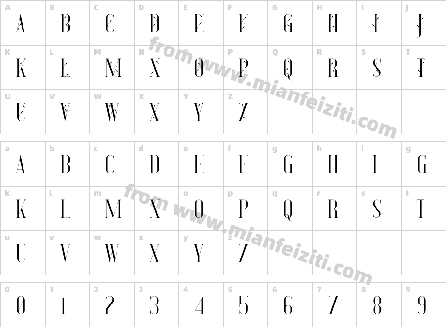 Rani Regular字体映射图