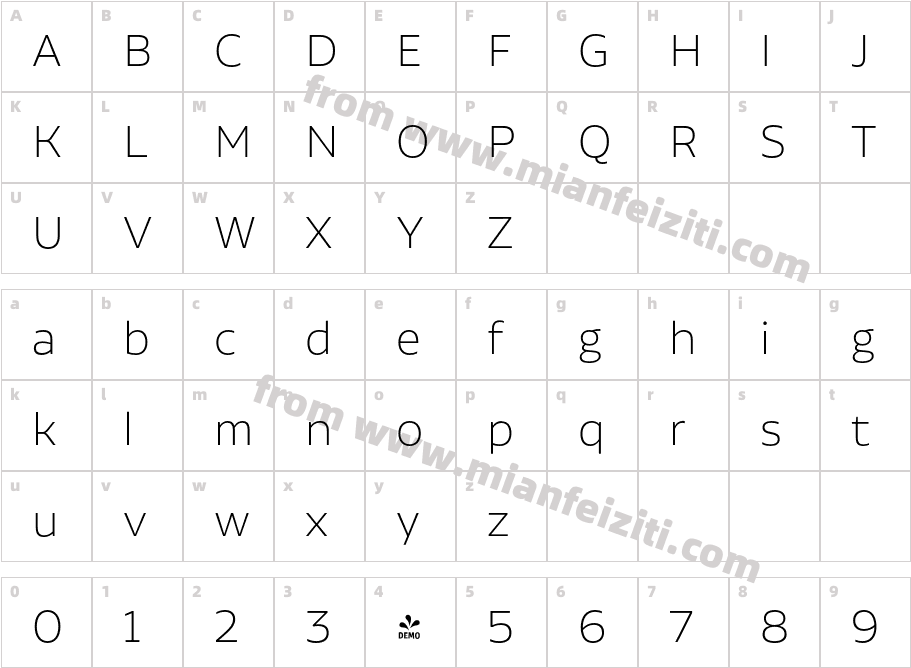 FSP DEMO Aalto Sans Essential Ultra Light Regular字体映射图