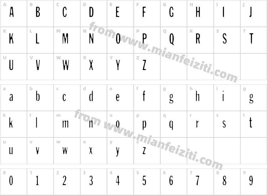 Andreas Sans Cnd字体映射图