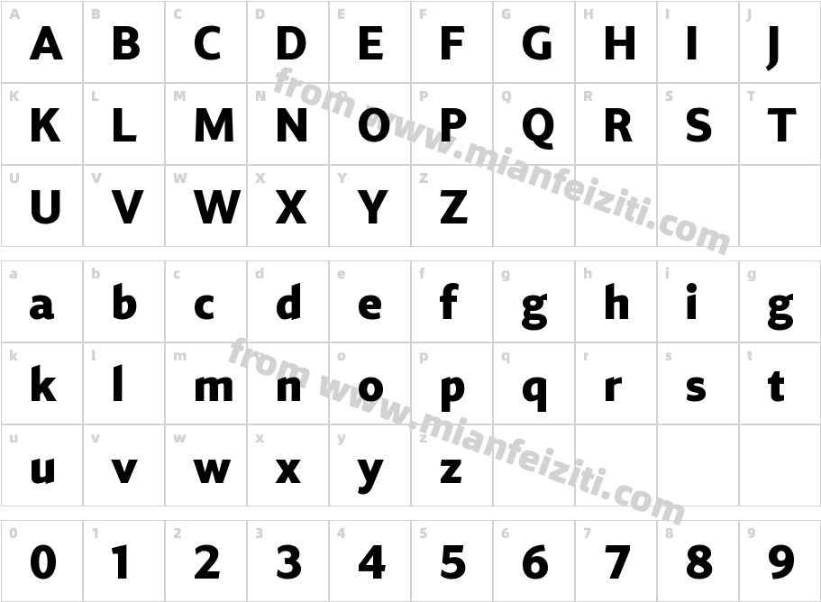 Accia Sans Extra Bold字体映射图