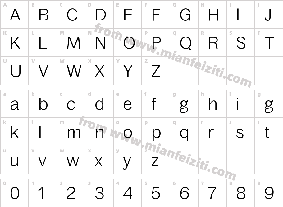 Bagoss Standard TRIAL Light字体映射图