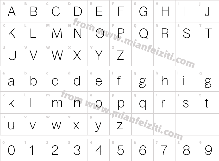 Bagoss Standard TRIAL Thin字体映射图