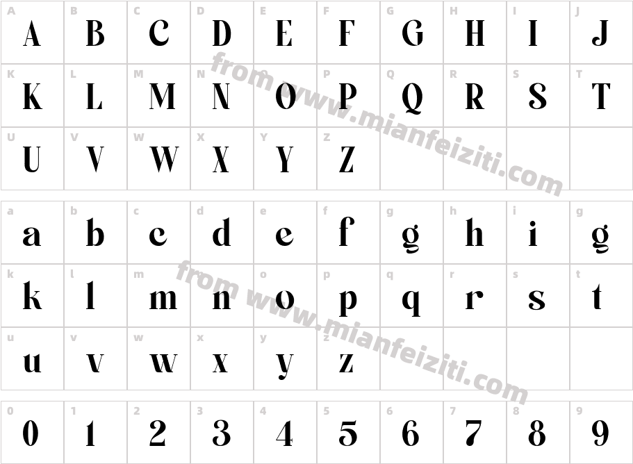 Boiling Regular字体映射图