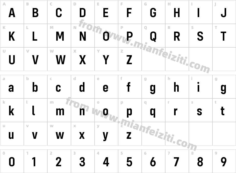 Config Condensed Semi Bold字体映射图
