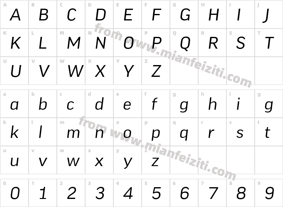 FF Good Pro Wide Italic字体映射图