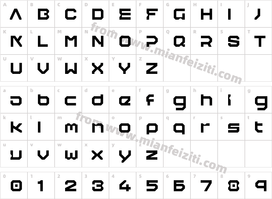 Gvonz Regular字体映射图