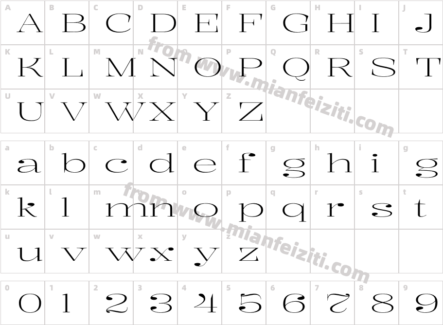 Kalnia Expanded Extra Light字体映射图