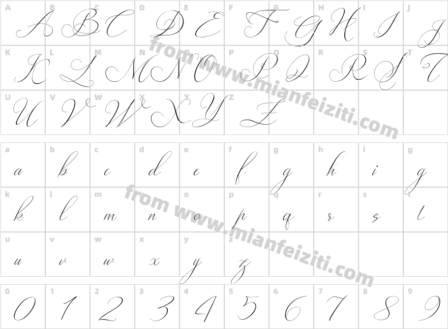 Lady Suettaya字体映射图