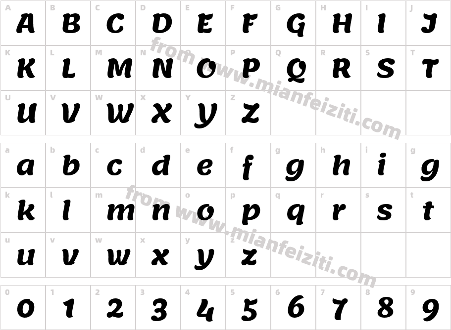 Lemonada Bold字体映射图
