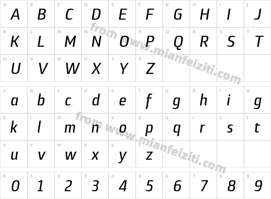 Lytiga Pro Condensed Medium Italic字体映射图
