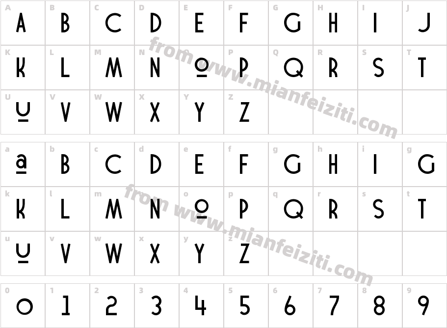 MEGOZE Regular字体映射图