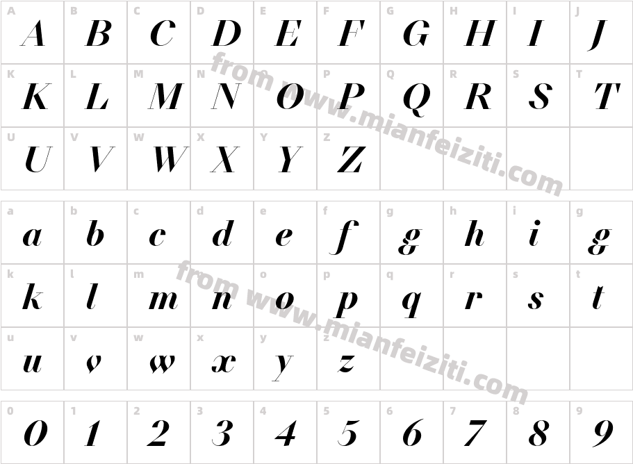 NN Didot Modern STD Bold Italic字体映射图