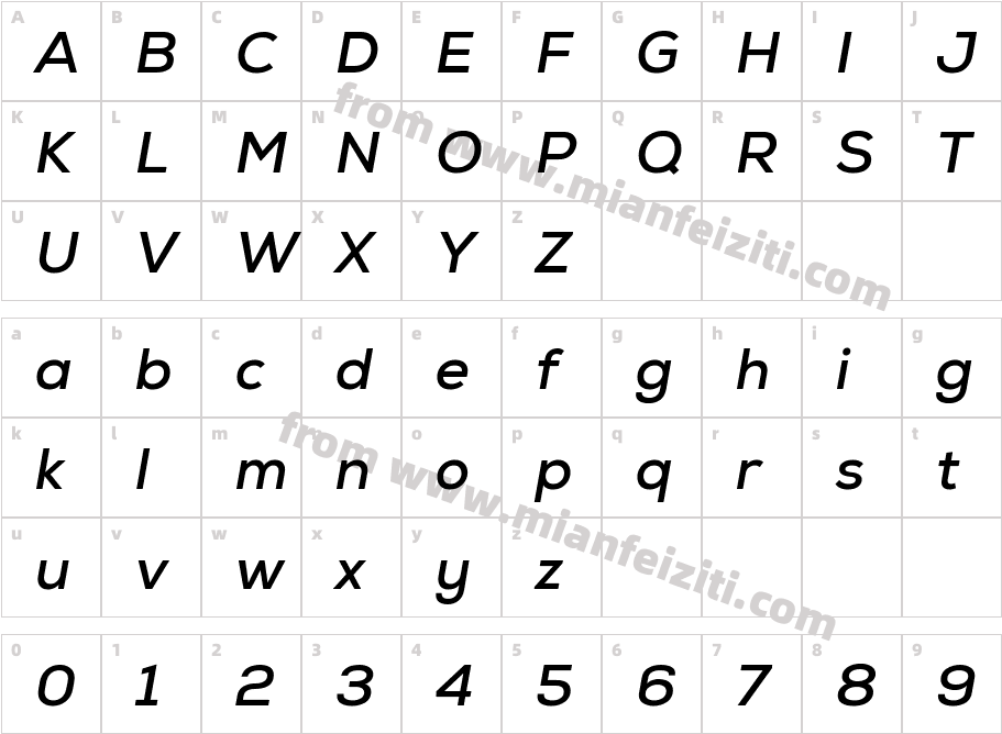 Nexa Bold Italic Italic字体映射图