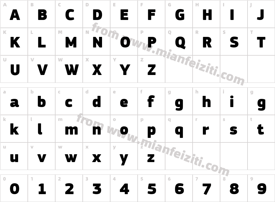 PF Square Sans Pro Extra Black字体映射图