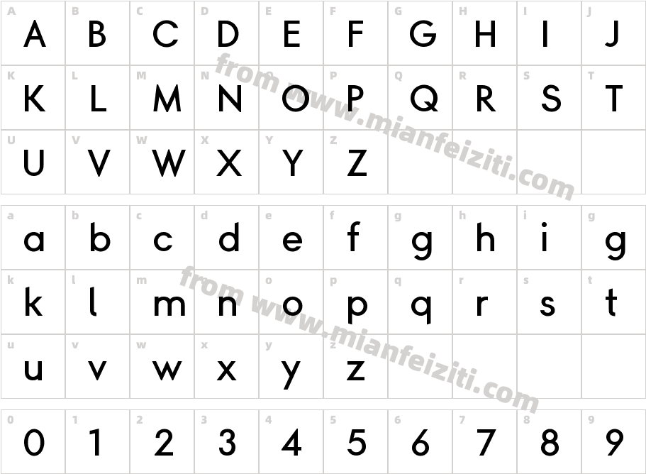 Simpel Medium字体映射图
