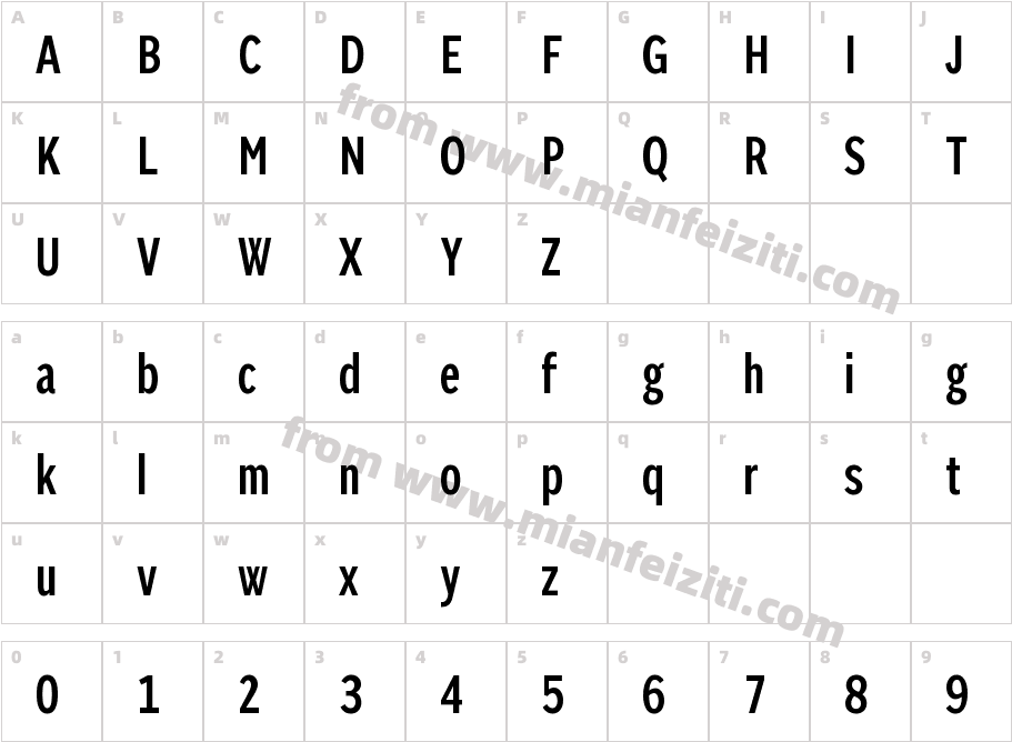 Sole Sans Medium Extra Condensed字体映射图