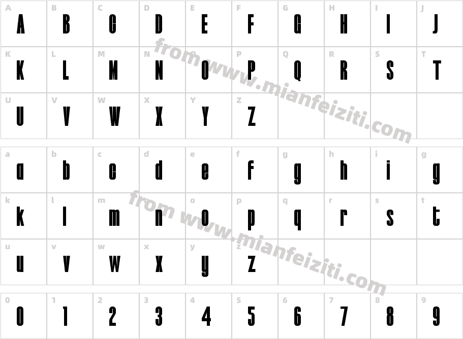 Tamaran Regular字体映射图