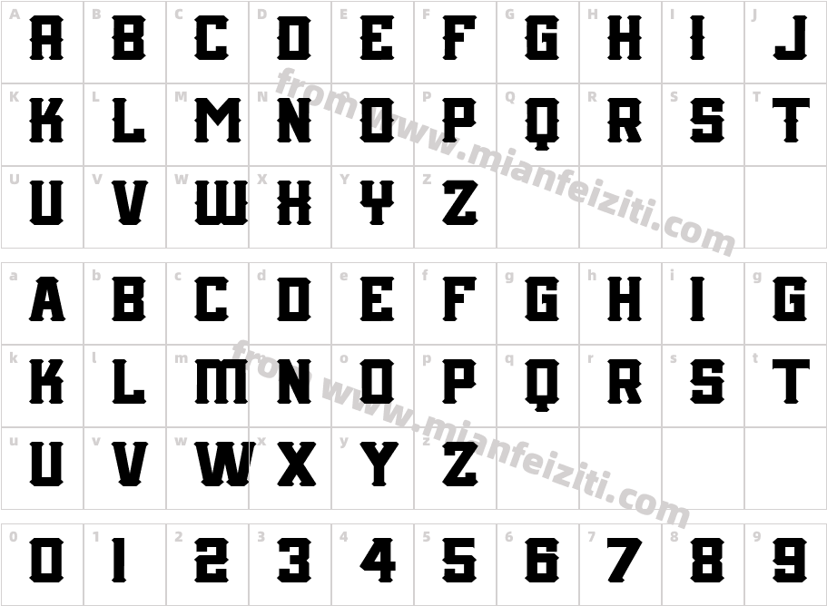 COLLEGECHAMPIONS Condensed Regul字体映射图