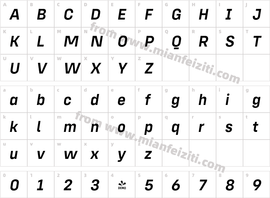 FONTSPRINGDEMO Config Alt Semi Bold Italic字体映射图