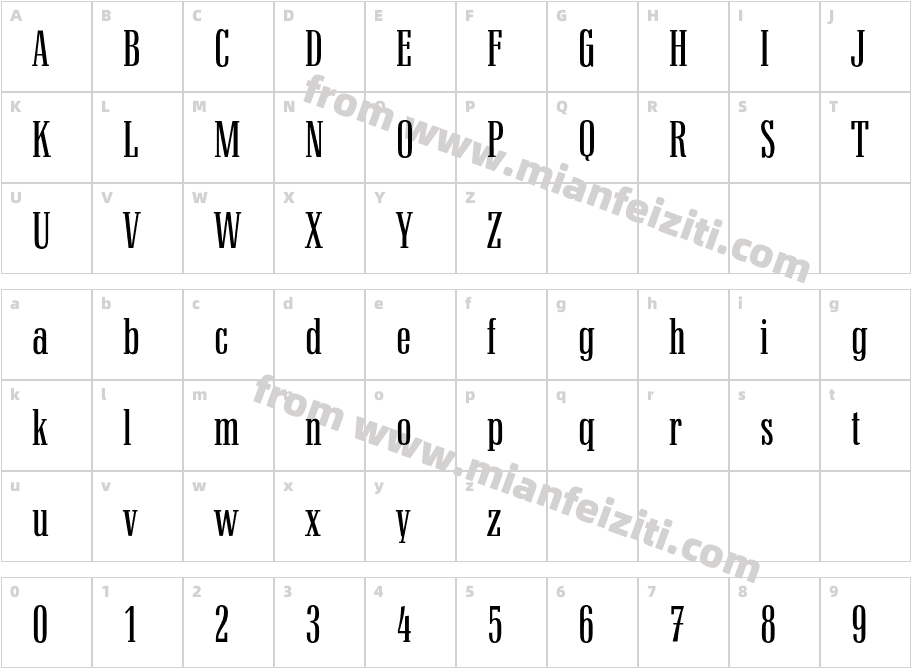 CandidaEF Regular Cond字体映射图