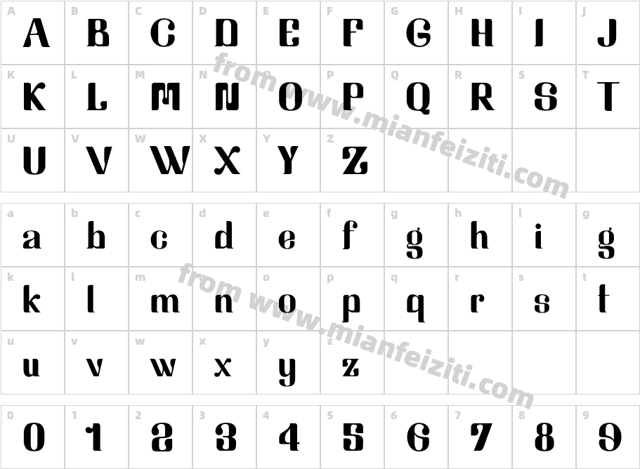 Getaway Regular字体映射图