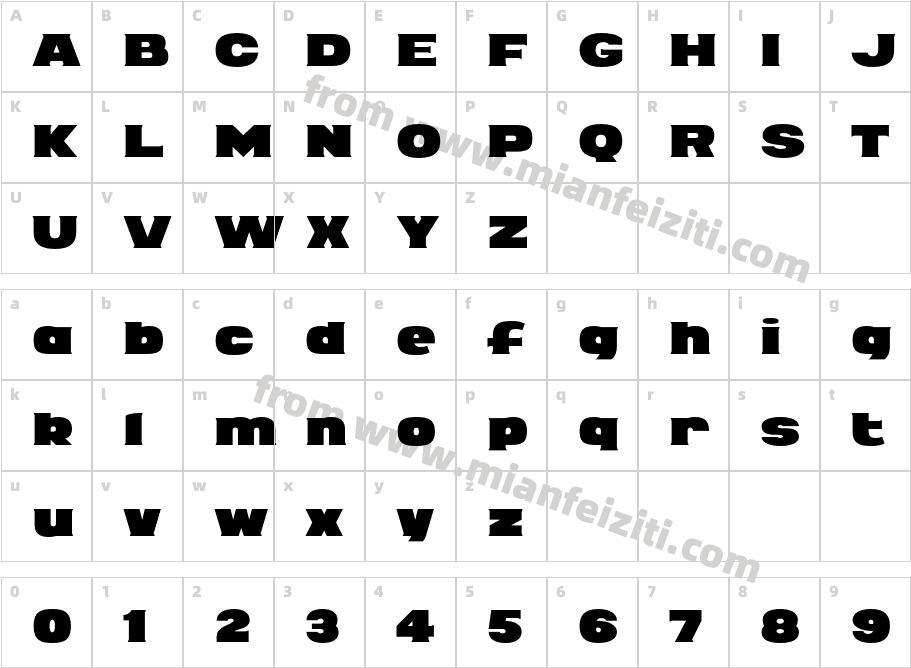 Grand Label Base字体映射图