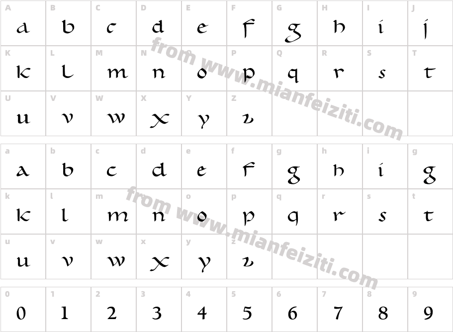 Carolus Magnus字体映射图