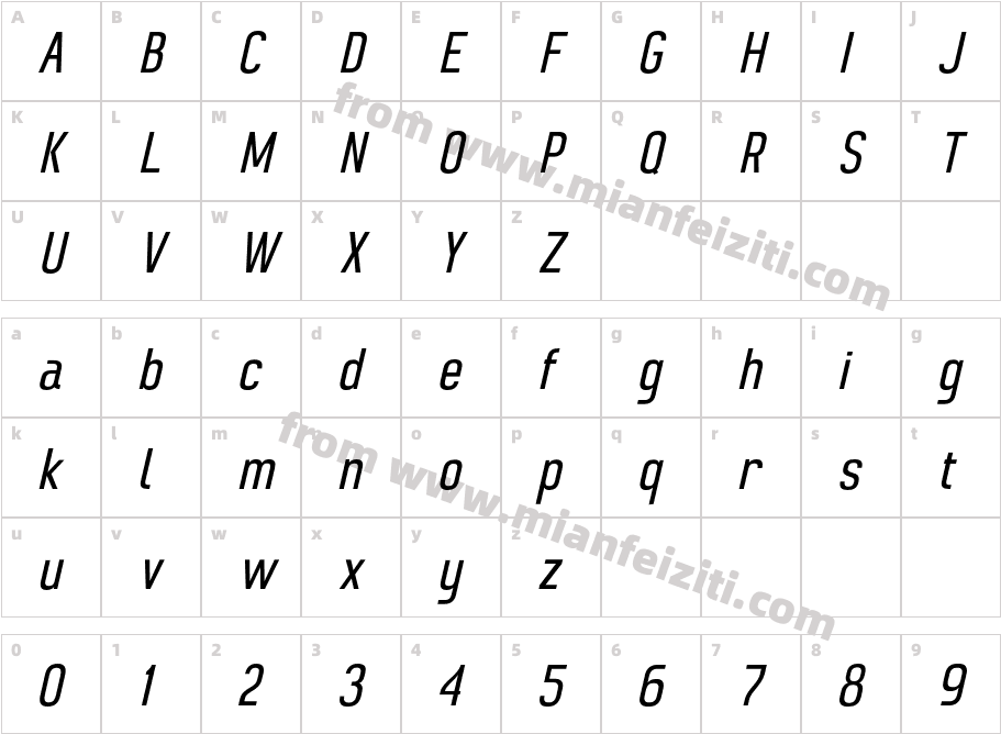 Monton Regular Italic字体映射图